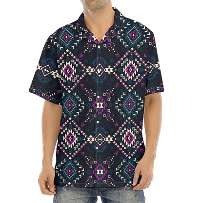 Geometric Ethnic Navajo Pattern Print Aloha Shirt