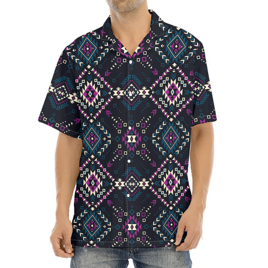 Geometric Ethnic Navajo Pattern Print Aloha Shirt