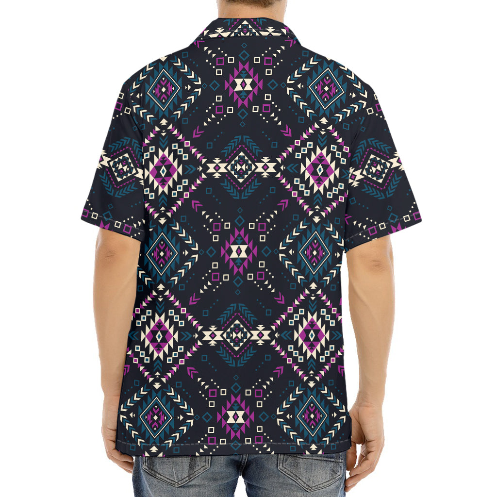 Geometric Ethnic Navajo Pattern Print Aloha Shirt