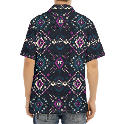 Geometric Ethnic Navajo Pattern Print Aloha Shirt