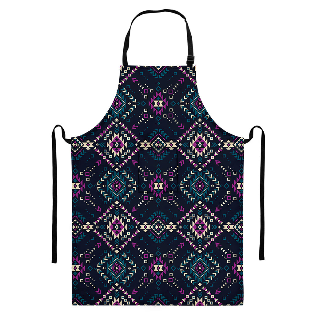Geometric Ethnic Navajo Pattern Print Bib Apron With Pocket