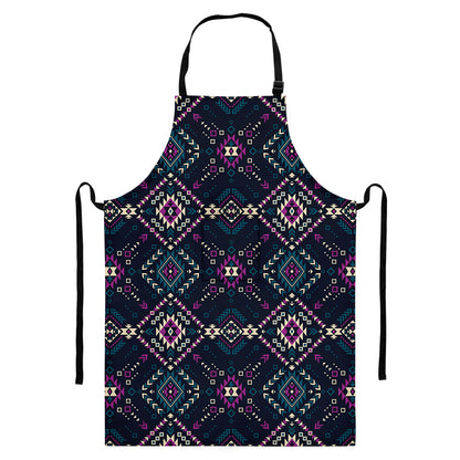 Geometric Ethnic Navajo Pattern Print Bib Apron With Pocket