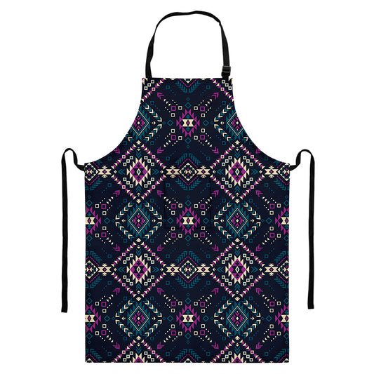 Geometric Ethnic Navajo Pattern Print Bib Apron With Pocket