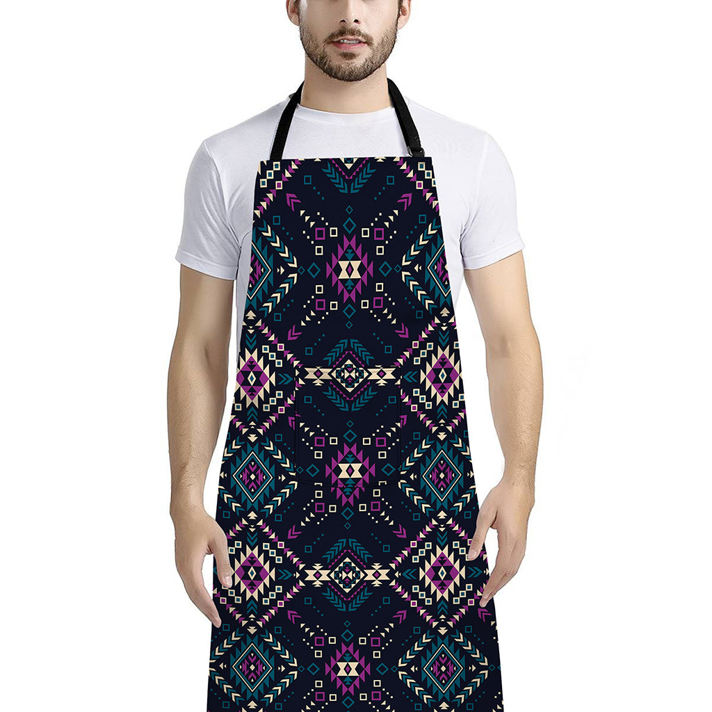 Geometric Ethnic Navajo Pattern Print Bib Apron With Pocket