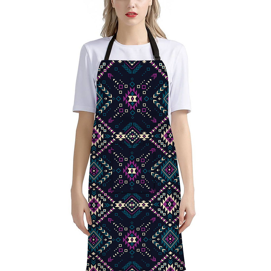 Geometric Ethnic Navajo Pattern Print Bib Apron With Pocket