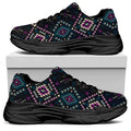 Geometric Ethnic Navajo Pattern Print Black Chunky Shoes