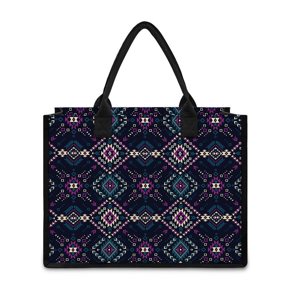 Geometric Ethnic Navajo Pattern Print Canvas Tote Bag