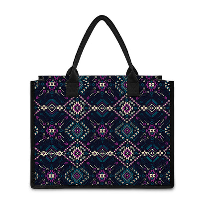 Geometric Ethnic Navajo Pattern Print Canvas Tote Bag