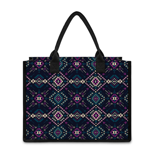 Geometric Ethnic Navajo Pattern Print Canvas Tote Bag