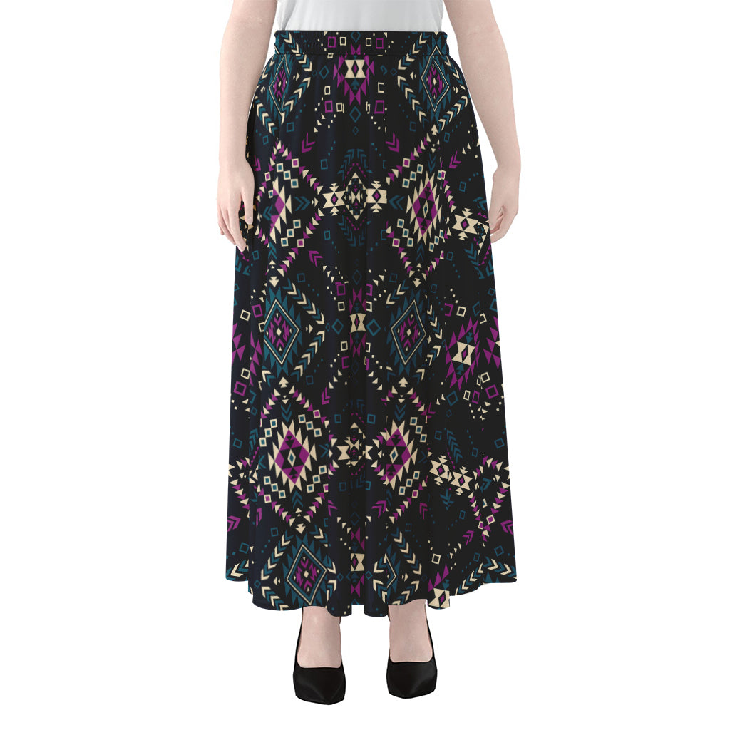 Geometric Ethnic Navajo Pattern Print Chiffon Maxi Skirt