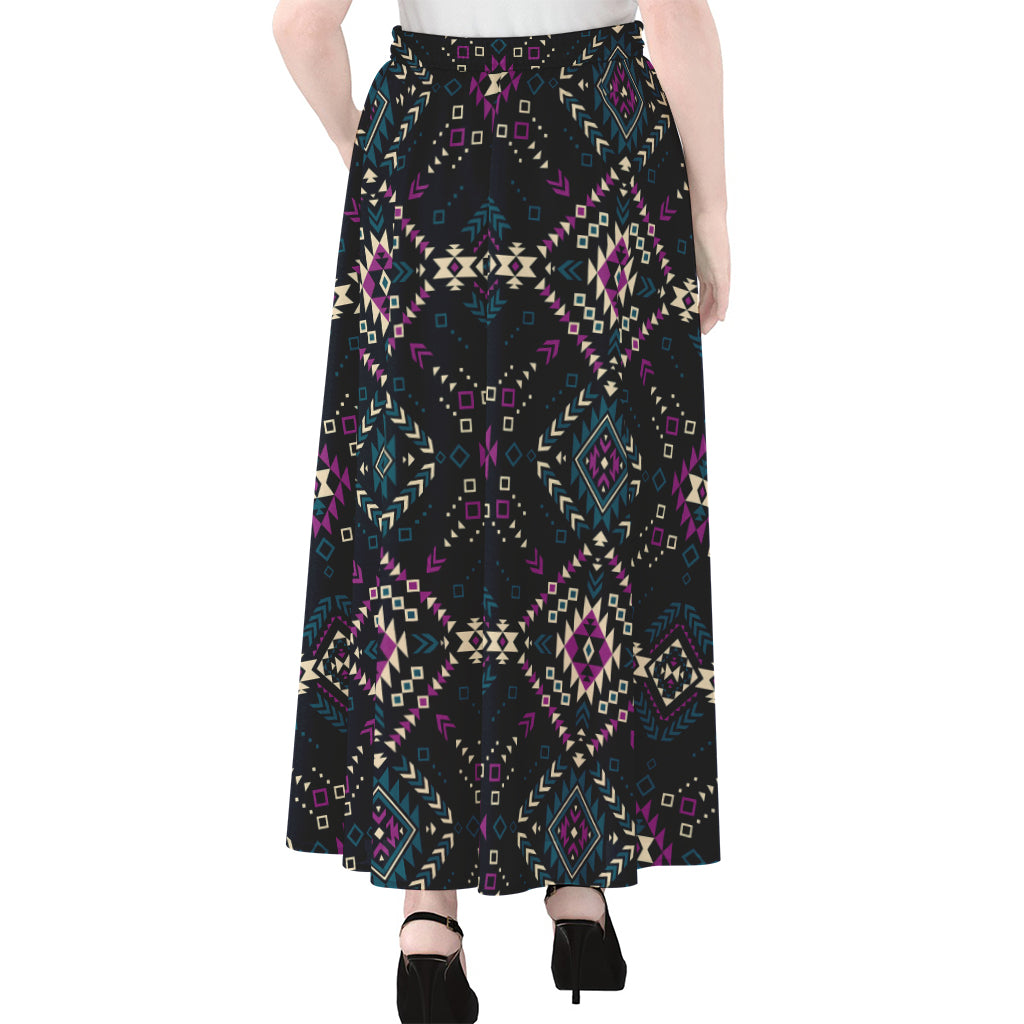 Geometric Ethnic Navajo Pattern Print Chiffon Maxi Skirt