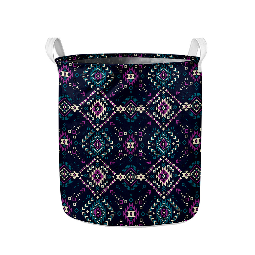 Geometric Ethnic Navajo Pattern Print Collapsible Laundry Basket