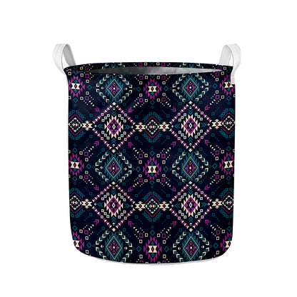 Geometric Ethnic Navajo Pattern Print Collapsible Laundry Basket