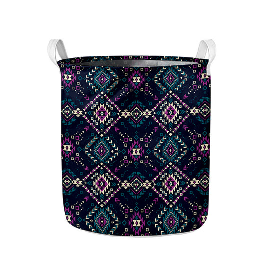 Geometric Ethnic Navajo Pattern Print Collapsible Laundry Basket