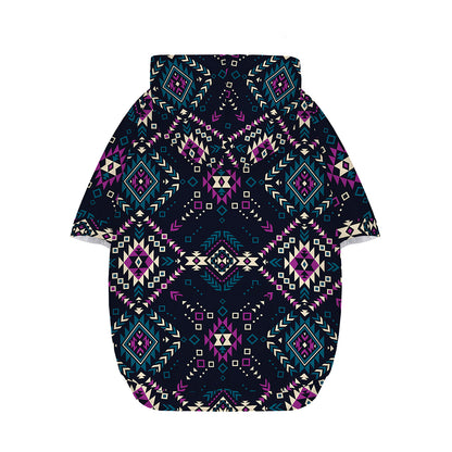 Geometric Ethnic Navajo Pattern Print Dog Zip Up Hoodie