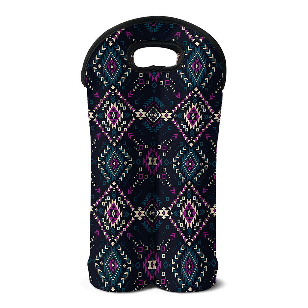 Geometric Ethnic Navajo Pattern Print Double Neoprene Wine Tote