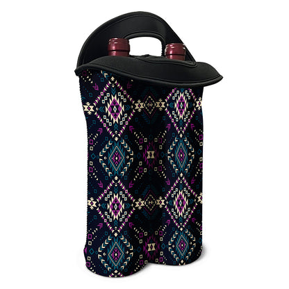 Geometric Ethnic Navajo Pattern Print Double Neoprene Wine Tote