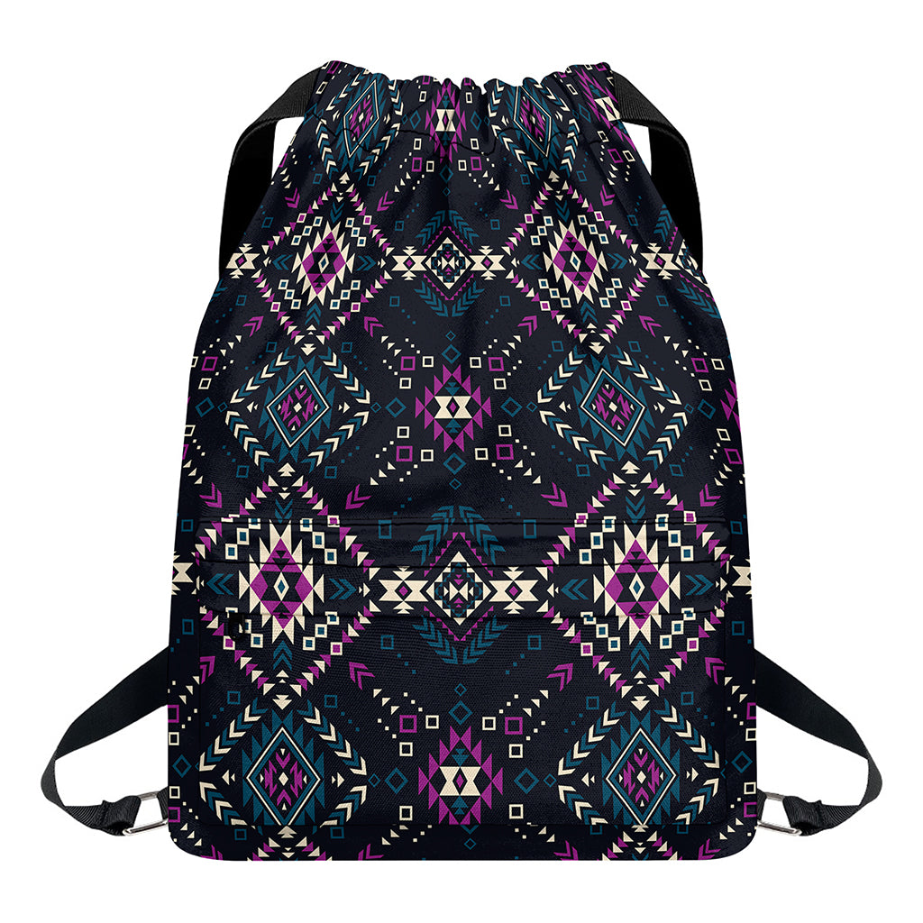 Geometric Ethnic Navajo Pattern Print Drawstring Backpack