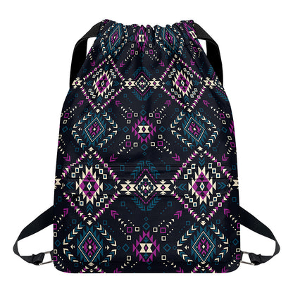 Geometric Ethnic Navajo Pattern Print Drawstring Backpack