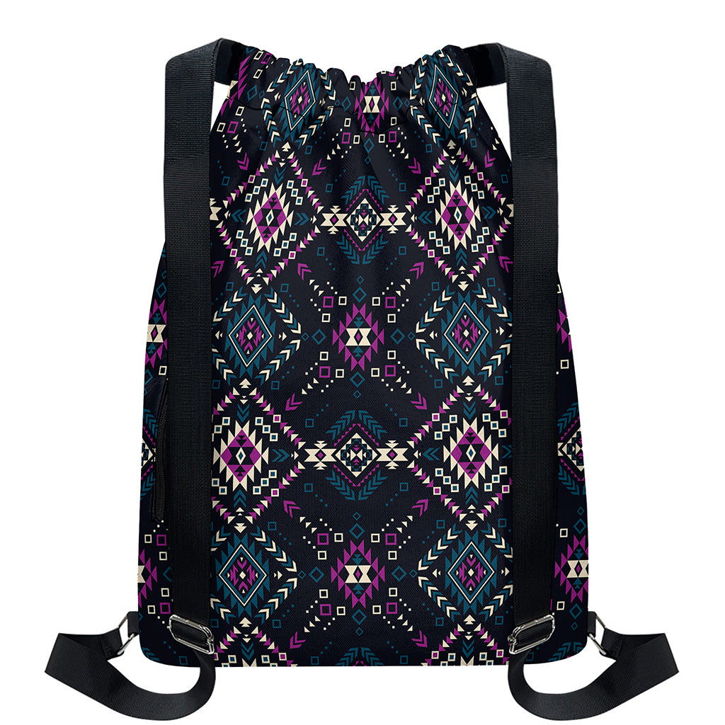 Geometric Ethnic Navajo Pattern Print Drawstring Backpack