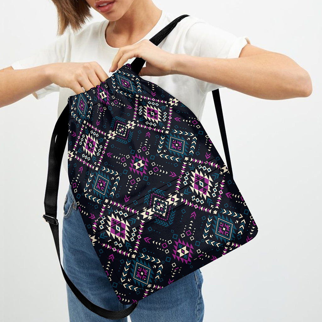 Geometric Ethnic Navajo Pattern Print Drawstring Backpack