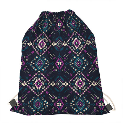 Geometric Ethnic Navajo Pattern Print Drawstring Bag