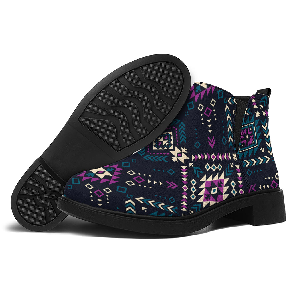 Geometric Ethnic Navajo Pattern Print Flat Ankle Boots