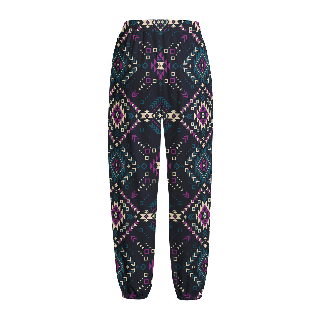 Geometric Ethnic Navajo Pattern Print Fleece Lined Knit Pants