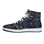 Geometric Ethnic Navajo Pattern Print High Top Leather Sneakers
