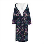 Geometric Ethnic Navajo Pattern Print Hooded Bathrobe