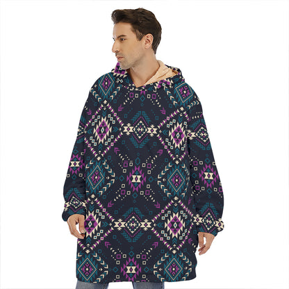 Geometric Ethnic Navajo Pattern Print Hoodie Blanket