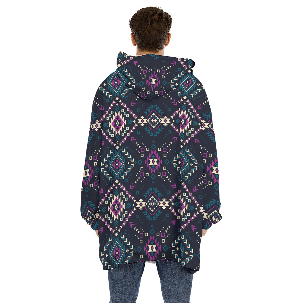 Geometric Ethnic Navajo Pattern Print Hoodie Blanket