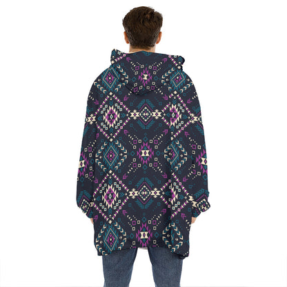 Geometric Ethnic Navajo Pattern Print Hoodie Blanket