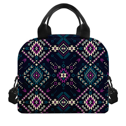 Geometric Ethnic Navajo Pattern Print Insulated Lunch Bag