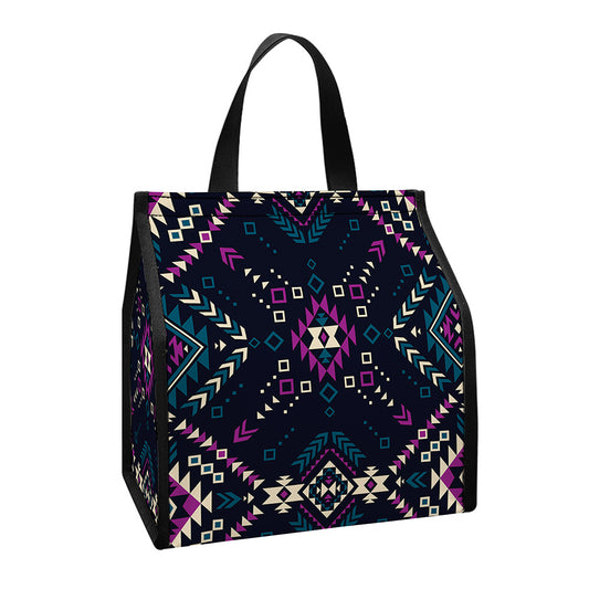 Geometric Ethnic Navajo Pattern Print Insulated Lunch Tote