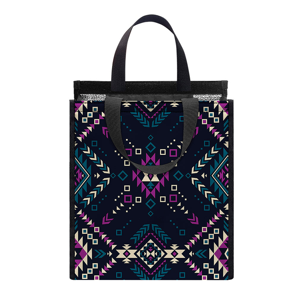 Geometric Ethnic Navajo Pattern Print Insulated Lunch Tote
