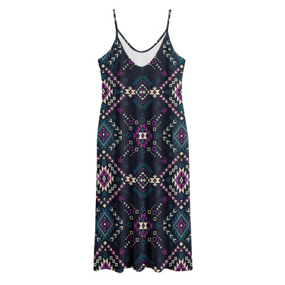 Geometric Ethnic Navajo Pattern Print Jersey Midi Cami Dress