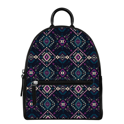 Geometric Ethnic Navajo Pattern Print Leather Backpack