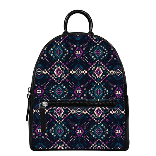 Geometric Ethnic Navajo Pattern Print Leather Backpack