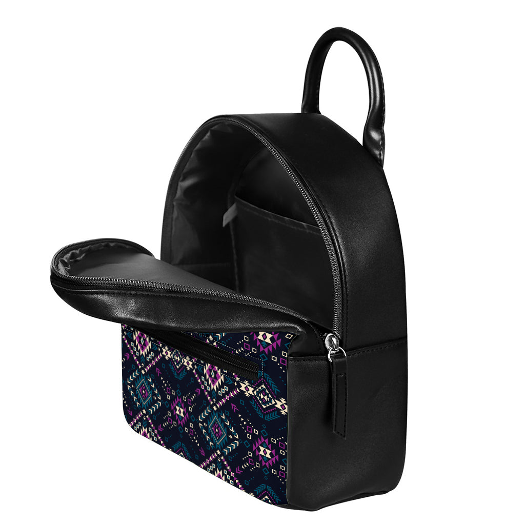 Geometric Ethnic Navajo Pattern Print Leather Backpack