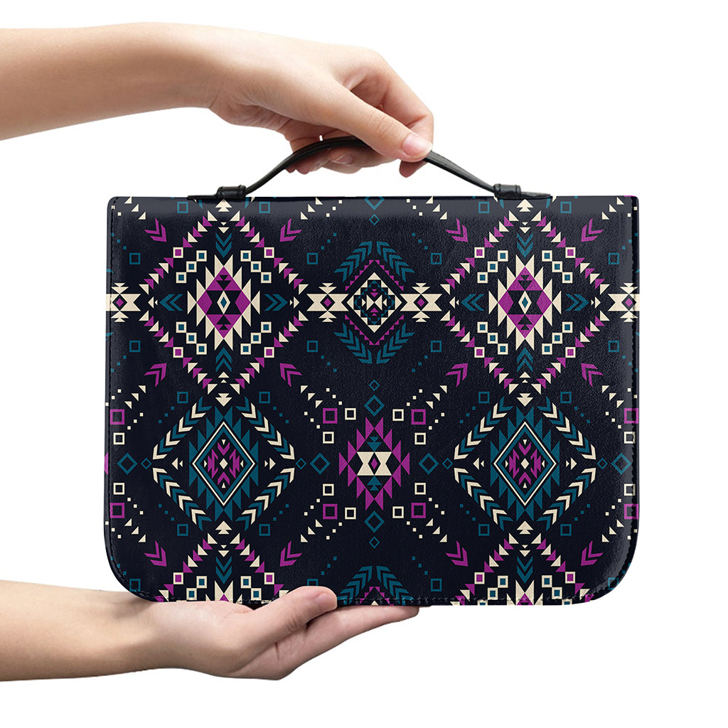Geometric Ethnic Navajo Pattern Print Leather Bible Cover