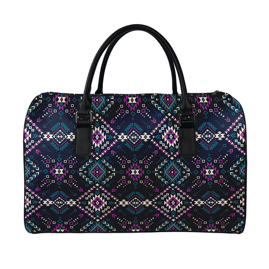 Geometric Ethnic Navajo Pattern Print Leather Duffle Bag
