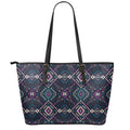 Geometric Ethnic Navajo Pattern Print Leather Tote Bag With Zipper