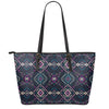 Geometric Ethnic Navajo Pattern Print Leather Tote Bag