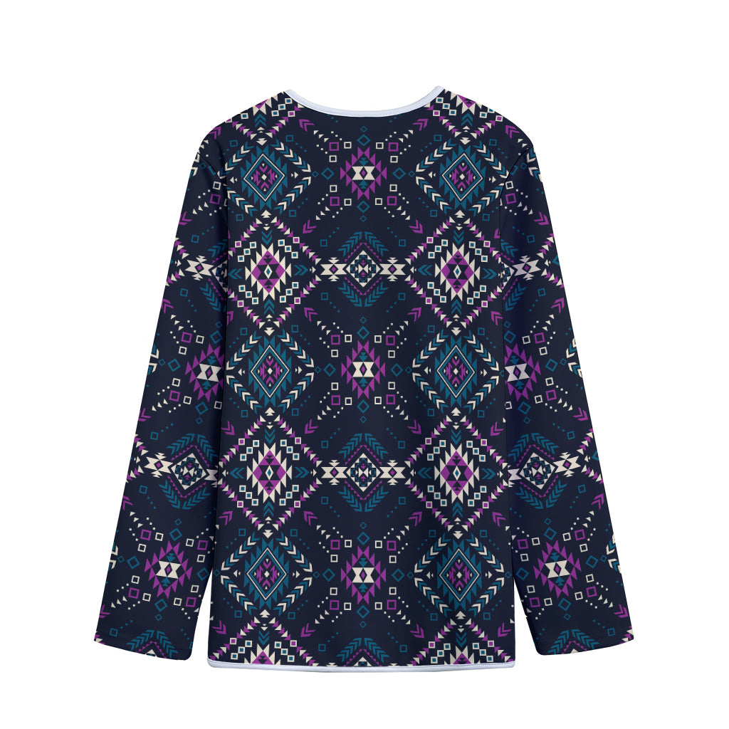 Geometric Ethnic Navajo Pattern Print Long Sleeve Short Coat