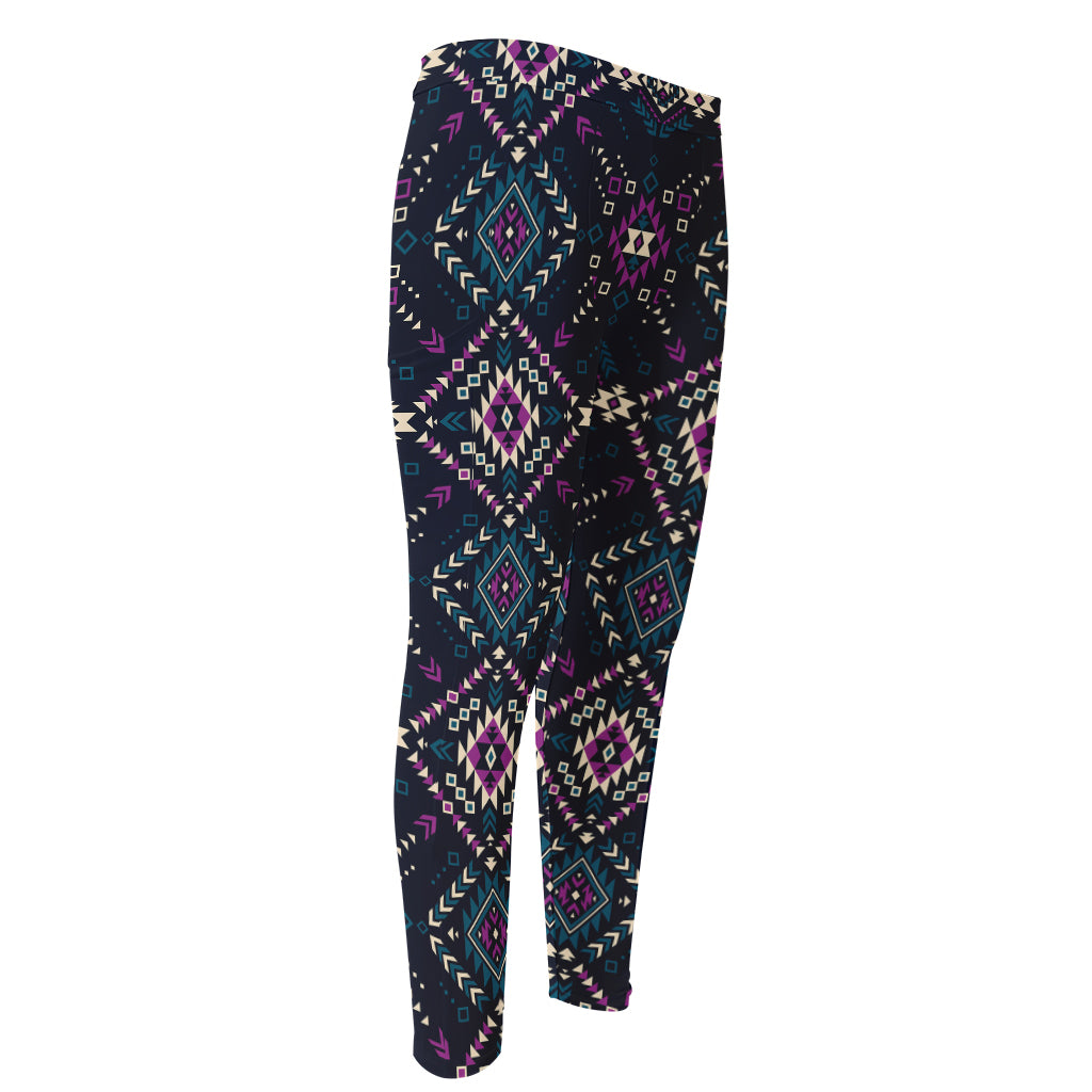 Geometric Ethnic Navajo Pattern Print Men's Compression Pants