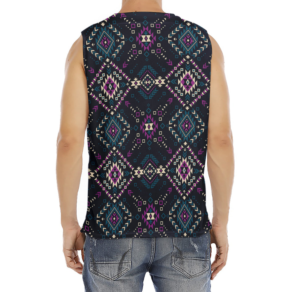 Geometric Ethnic Navajo Pattern Print Men's Fitness Tank Top