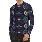 Geometric Ethnic Navajo Pattern Print Men's Long Sleeve Rash Guard