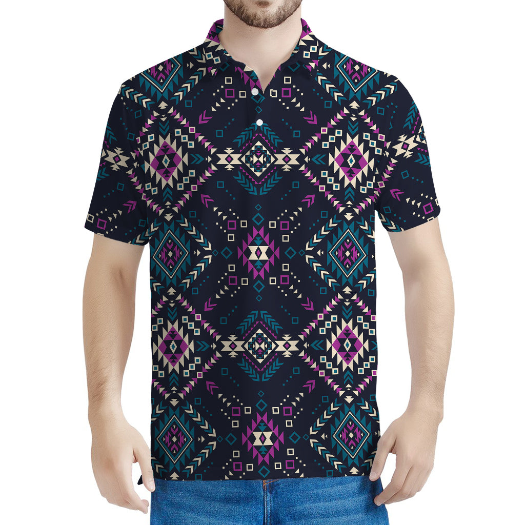 Geometric Ethnic Navajo Pattern Print Men's Polo Shirt