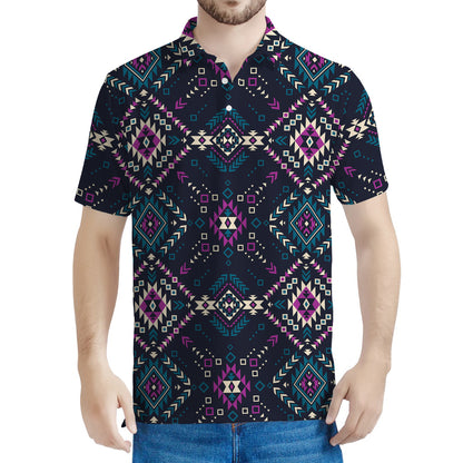 Geometric Ethnic Navajo Pattern Print Men's Polo Shirt